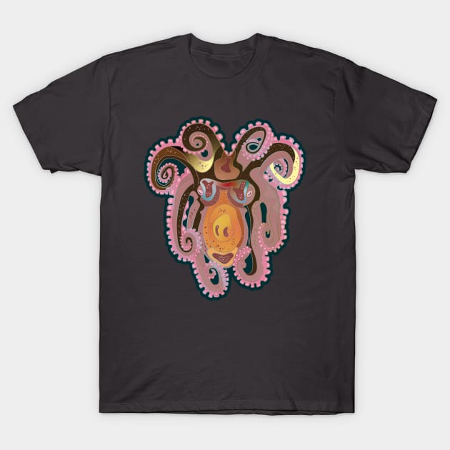 Octopus, pink and tan. T-Shirt by O GRIMLEY